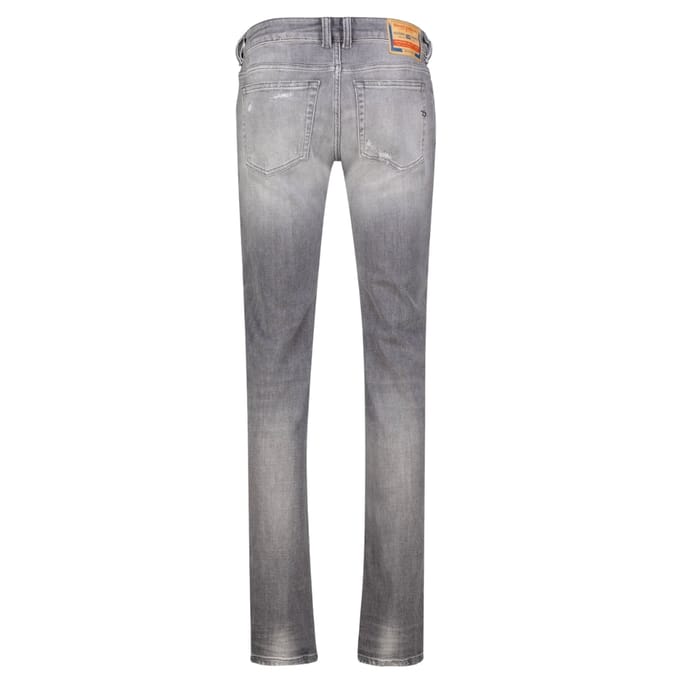 Diesel 1979 Sleenker rafelige grijze vervaagde denimjeans