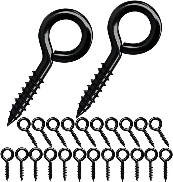 10 Stuks Oogschroeven 50mm - Ceiling Hooks voor Tuin, Hout en Bloemhangers - Zwart Ring Oogschroeven