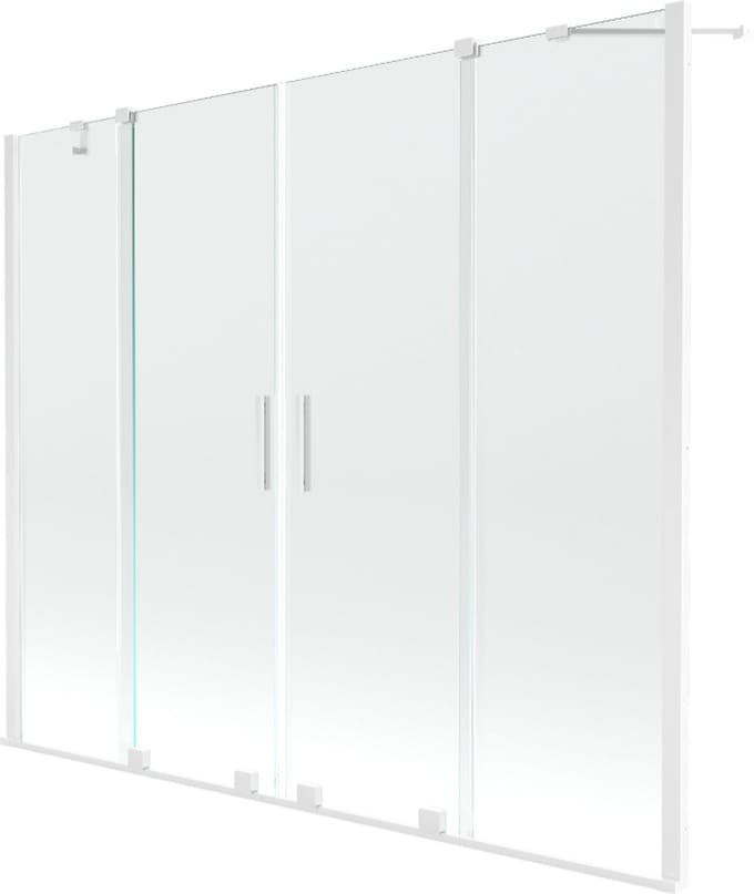 Mexen Velar Duo badwand 2-delige schuifbare 190 x 150 , transparant, wit - 896-190-000-02-20