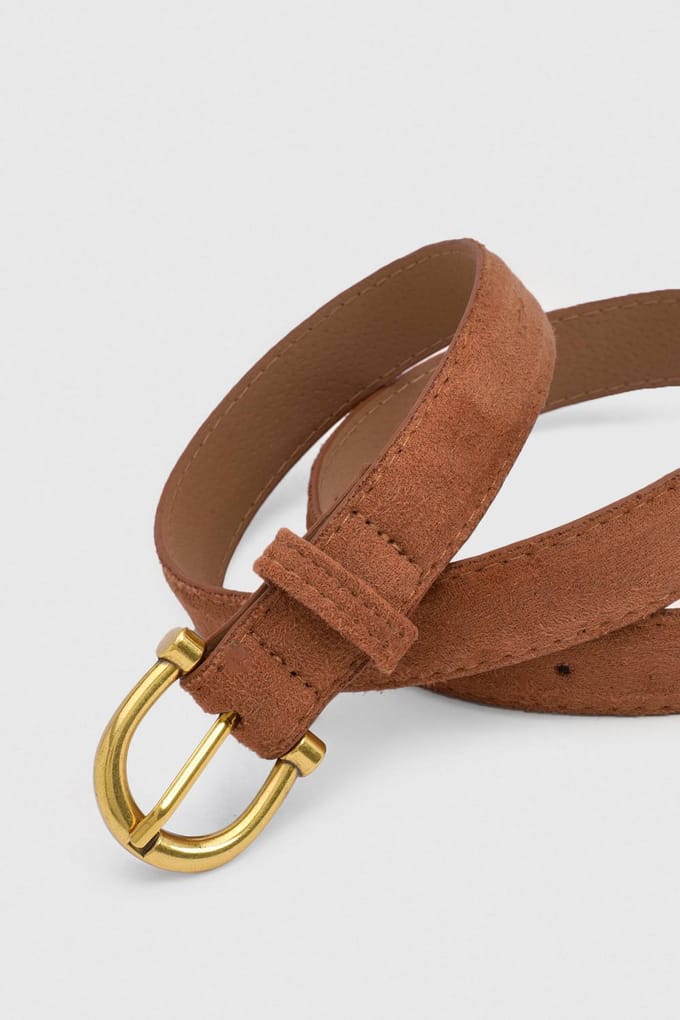 boohoo Dames Nepleren Riem Met Gouden D-gesp | Tan | Maat: Small/Medium