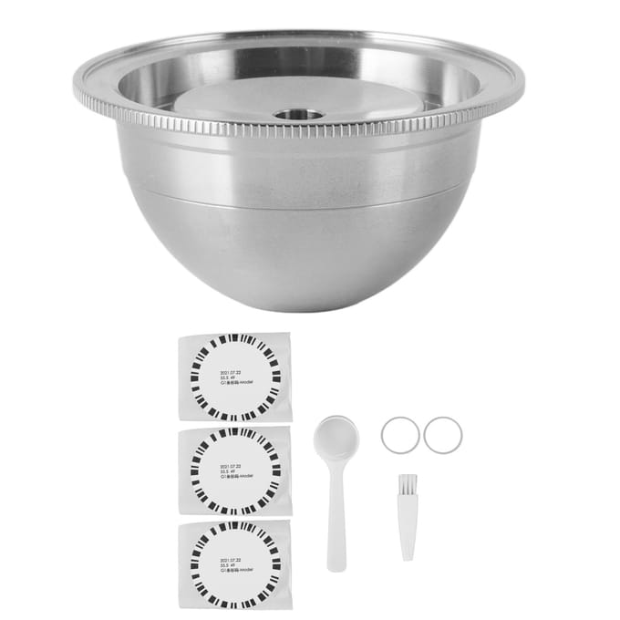 Herbruikbaar Koffiecapsulefilter Roestvrij Staal Navulbare Koffiemachine Pod met Lepel Borstel
