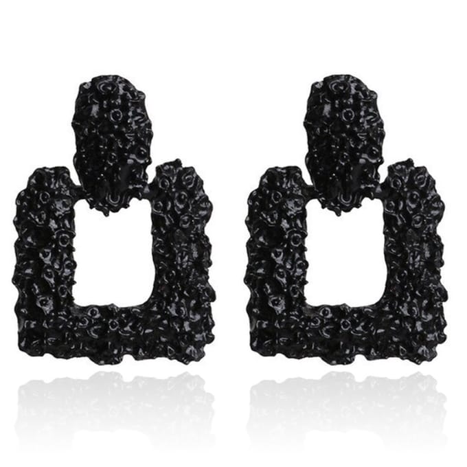 Cilla Chunky Vierkante Oorbellen - Black