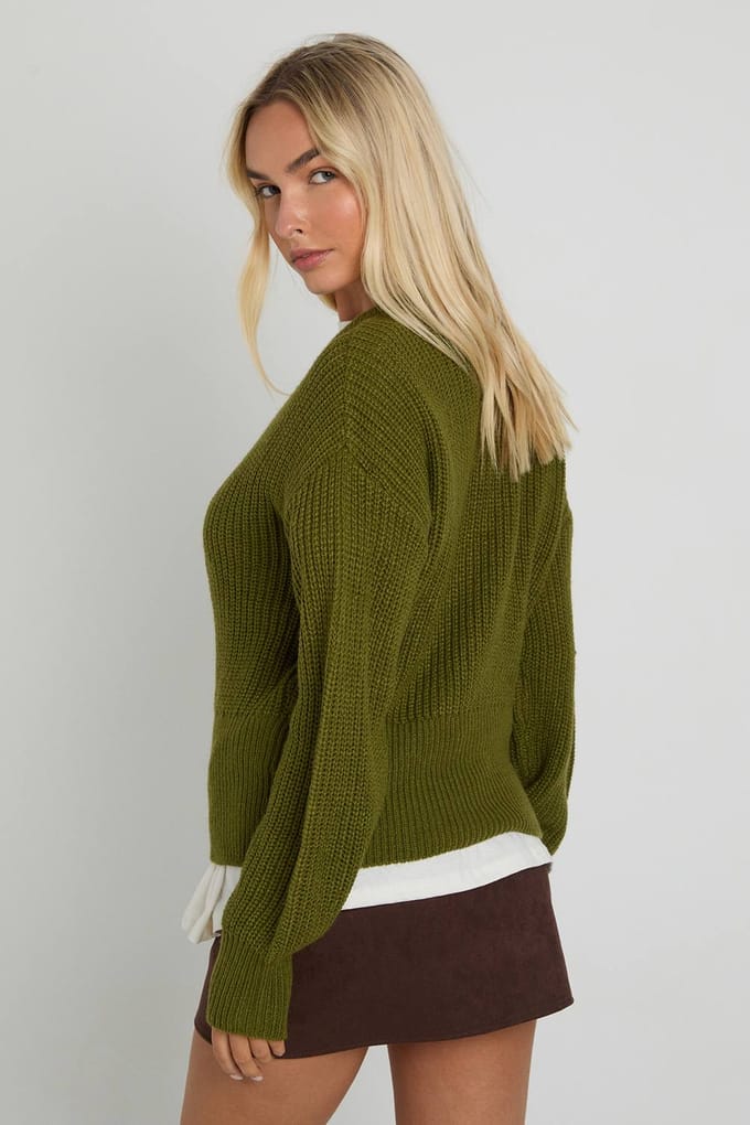 boohoo Dames Toggleknop Hoge Hals Gebreide Cardigan | Khaki | Maat: Small