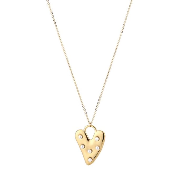Bijoutheek Collier Hart Parels Goudkleurig