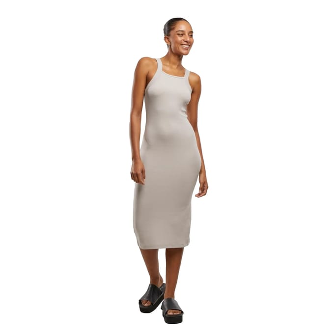 Urban Classics - Midi Rib Jersey Bodycon jurk - S - Grijs
