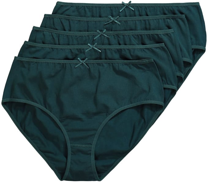 Ulla Popken - Dames - Midislips set van 5 effen - Middernacht groen - Maat 42+