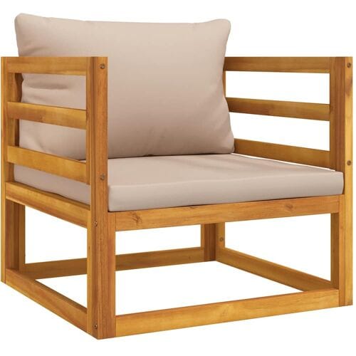 vidaXL - Tuinstoel - met - kussens - massief - acaciahout - taupe