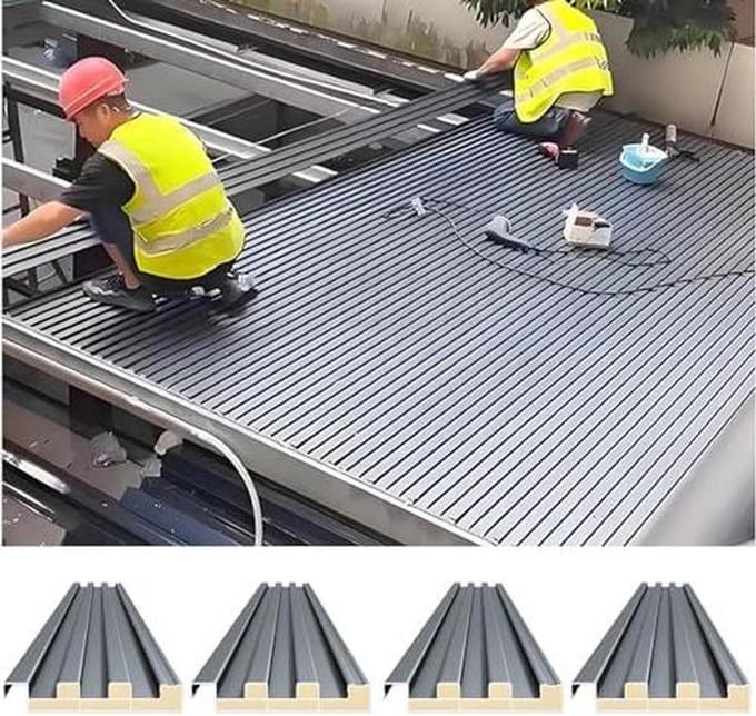 Gegolfde Dakplaten - Dakpanelen Golfplaat - Dak Bedekken - Geïsoleerde PU-kern - 2438 cm - Grijs