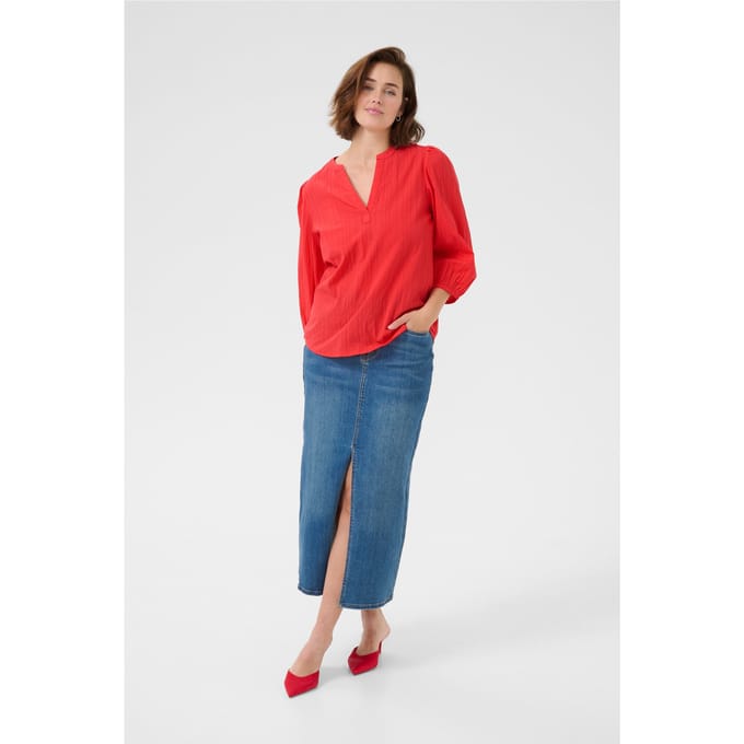 Blouse met lange mouwen Regular fit Hibiscus red