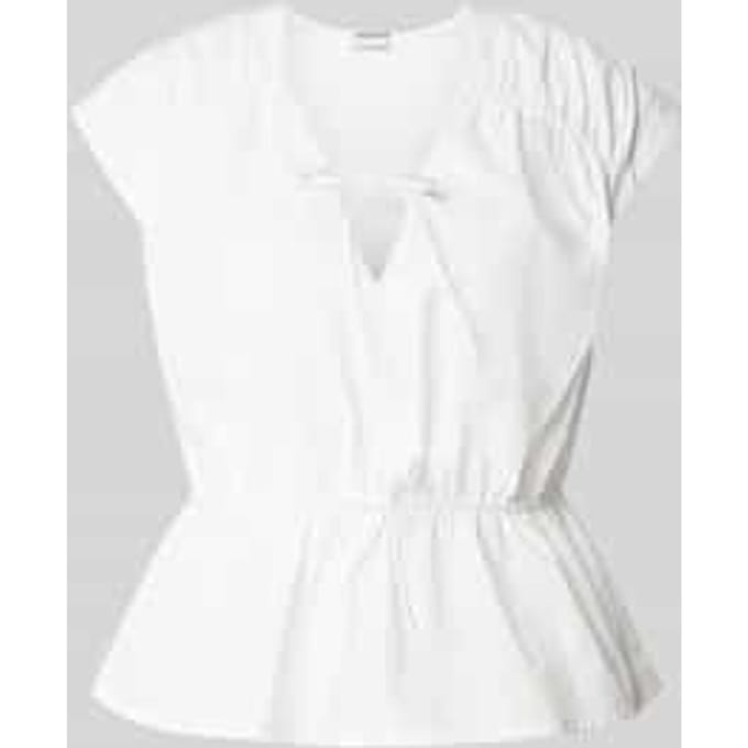 Blousetop met V-hals en vetersluiting