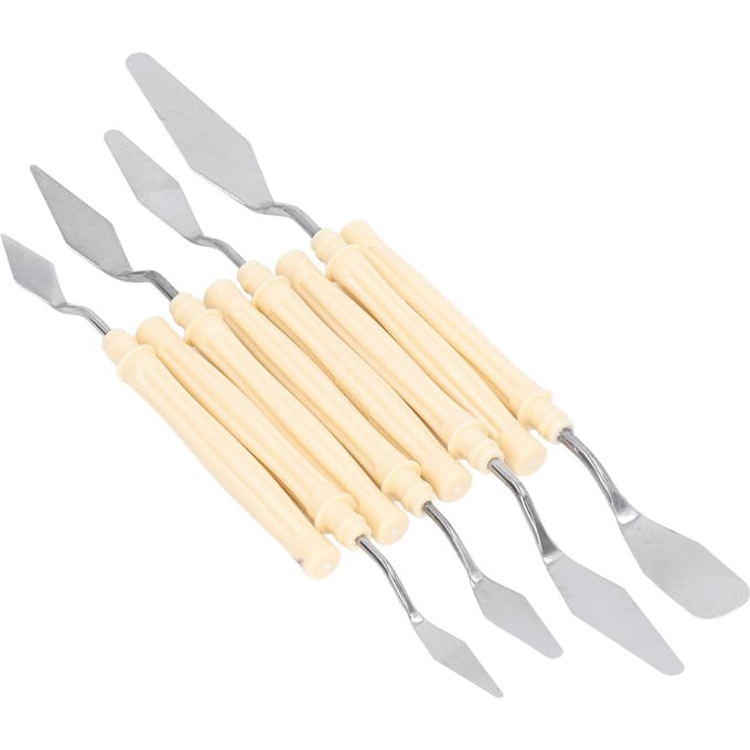 8 Pièces Couteau à Palette Acier Inoxydable Design de Manche Ergonomique Ensemble de Couteaux à Peindre Multifonction pour beige