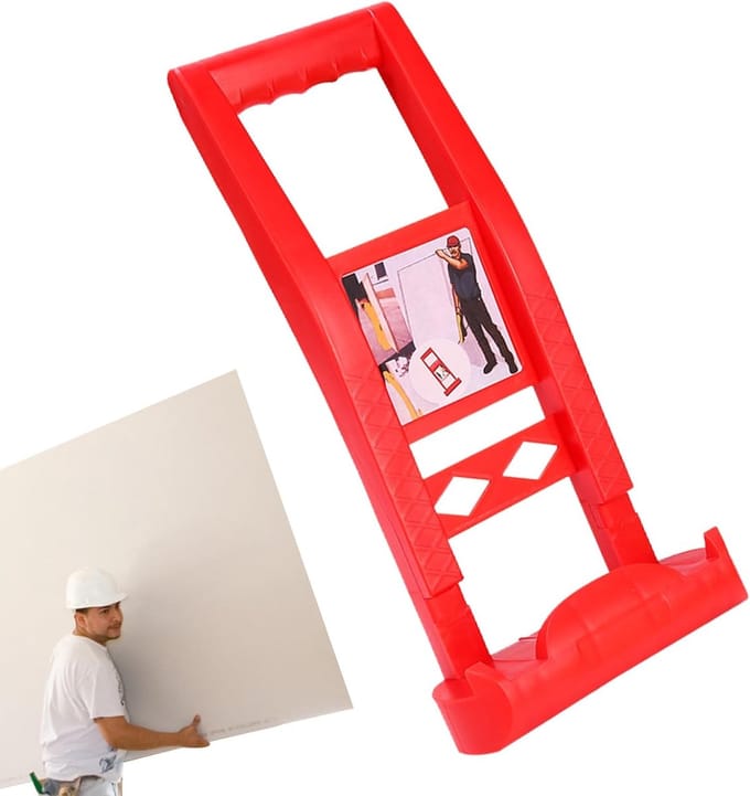 Paneeldrager - Multiplexdrager Gipsplaatlifter - Materiaal Transport - Ergonomische Handgreep - 36.5 cm - Rood