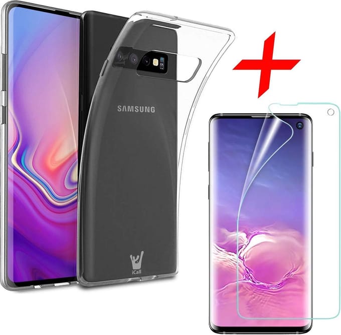 Hoesje geschikt voor Samsung Galaxy S10e - Screen Protector GlassGuard - Back Cover Case Transparant & Screenprotector