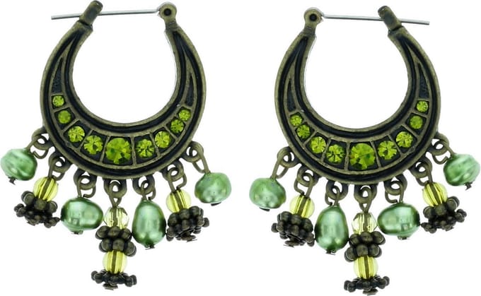 Behave - Oorbellen hanger groen kralen - Boho chic - Dag en avondlook