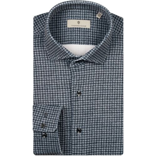 Thomas Maine Overhemd Roma Modern Kent Jersey Pied-de-Poule Pattern Navy / male
