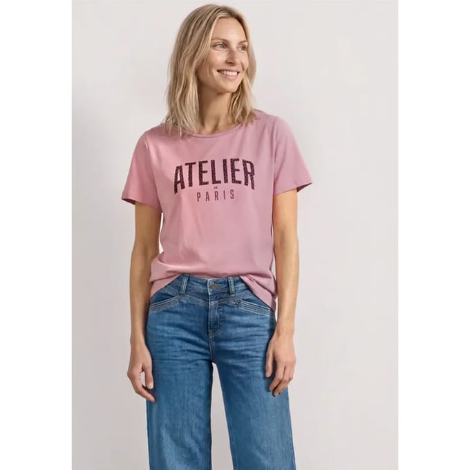 Shirt met ronde hals en opdruk op de voorkant