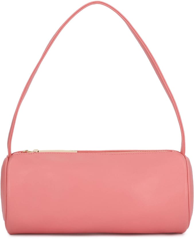 Cylindrical pink belt handbag