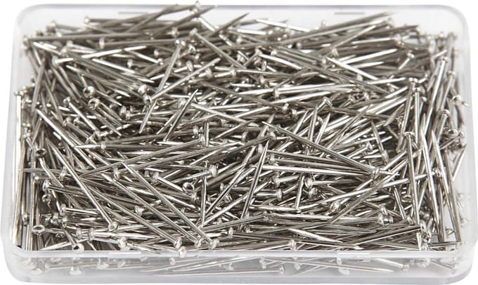 Kopspelden, L: 16 mm, dikte 0,65 mm, ca. 500 stuk, zilver, 35 gr/ 1 doos