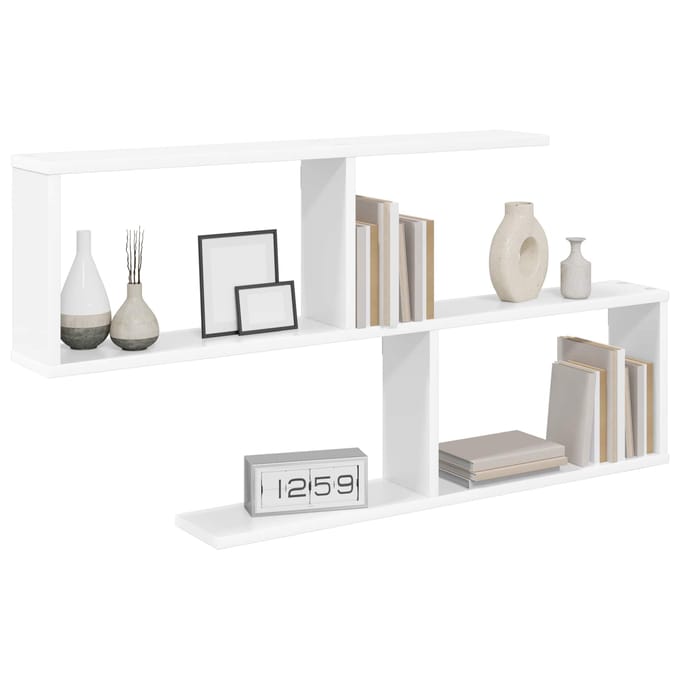 vidaXL - Wandplank - Wit - 100 - x - 12 - x - 50,5 - cm - Bewerkt - hout