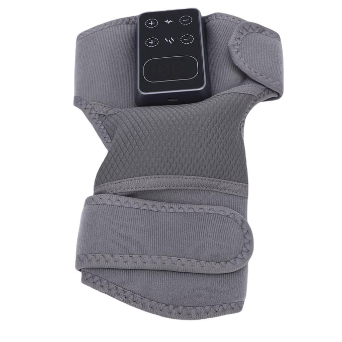 Draadloze Knie Massager met Warmte Verstelbare Slimme Verwarmde Knieband met 5 Temperatuurinstellingen 3 Vibratiemodi voor Elleboog Grijs black
