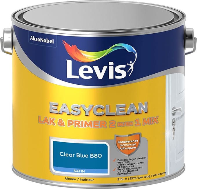 Levis - Easyclean Lak & Primer 2-In-1 Mix - Clear Blue B80 - Mengverf - 2,5 L