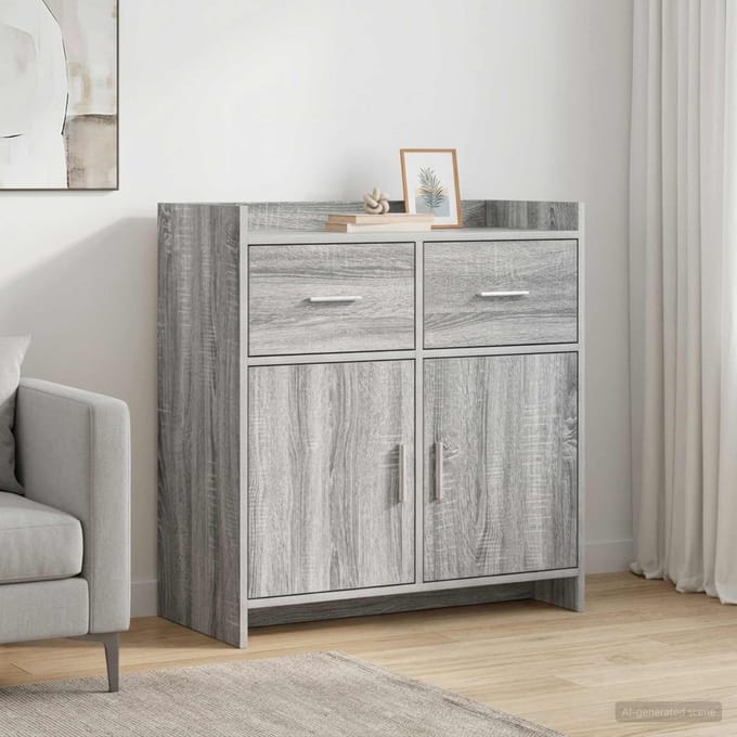 vidaXL - Dressoir - Grijs - Sonoma - 75 - x - 36 - x - 80 - cm - Bewerkt - hout