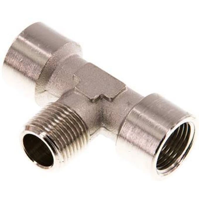 T-koppeling R3/8'' Man x Binnendraad Vernikkeld Messing 16 bar (8.8psi)