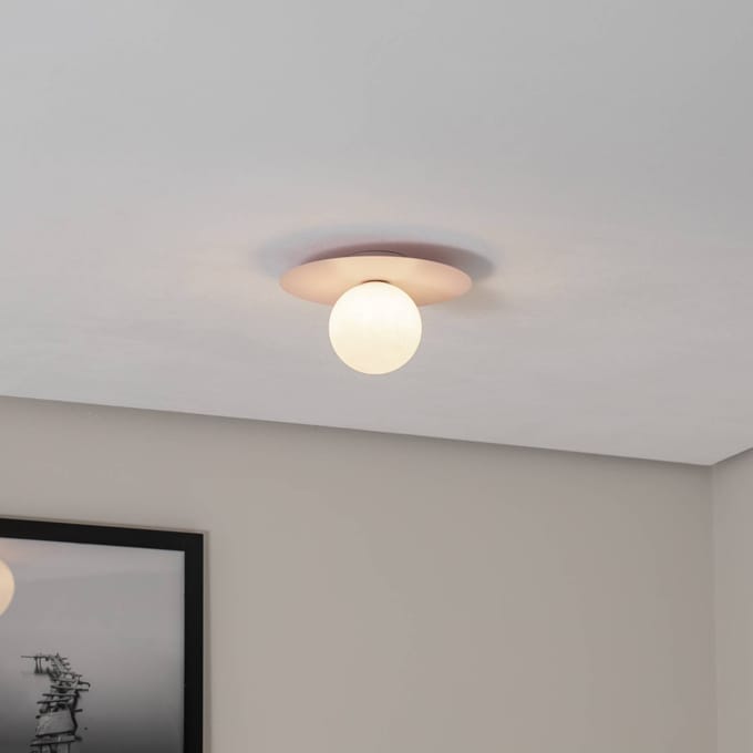 TK Lighting Plafondlamp Pixie, roze, glas, Ø 25 cm, bol, G9