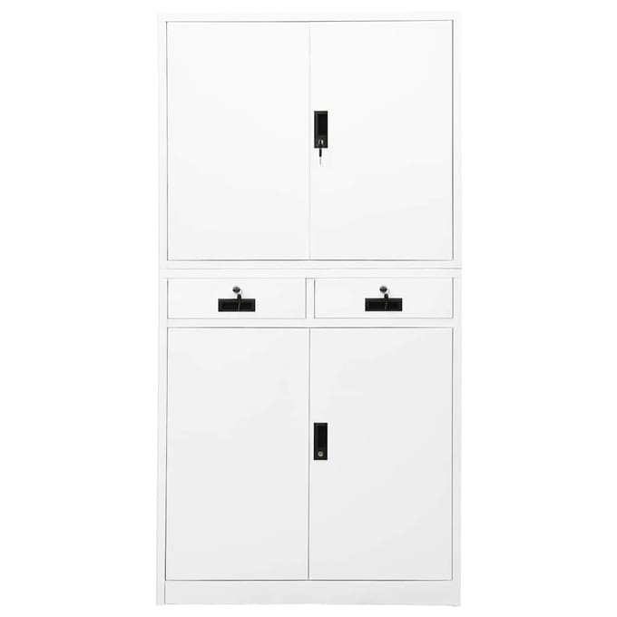 vidaXL - Kantoorkast - 90x40x180 - cm - staal - wit