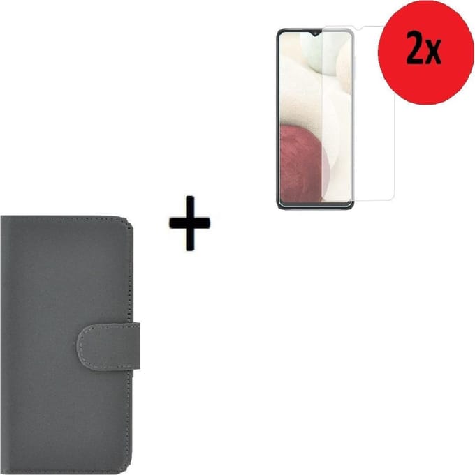 Samsung Galaxy A42 Hoesje - Samsung Galaxy A42 Screenprotector - Samsung A42 Hoes Wallet Bookcase Grijs + Screenprotector 2x