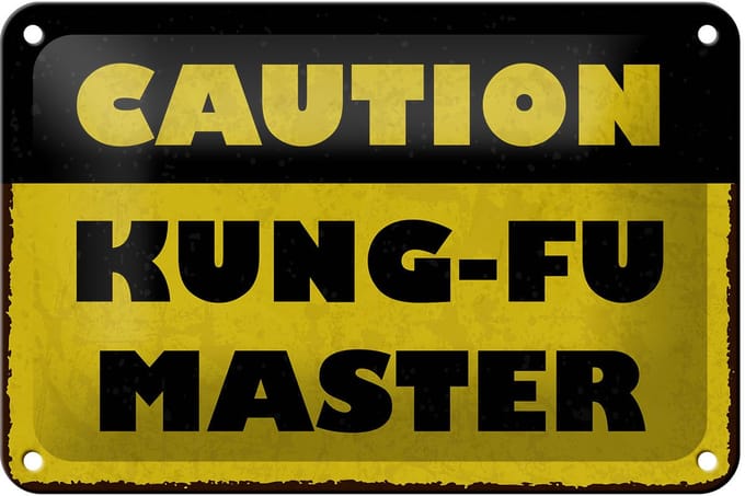 Blechschild Spruch 12x18 cm Caution Kung Fu Master Deko Schild