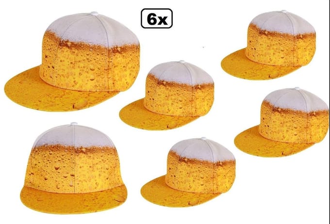 6x Luxe Bier pet -verstelbaar - Baseball thema feest party fun biertje