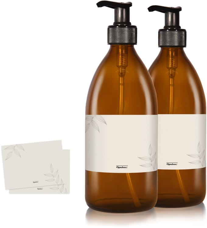 Oputec 2x 500ml Amber Glas – Zeepdispenser Pompflessen – Navulbare Fles – Extra zuinig tot -70%