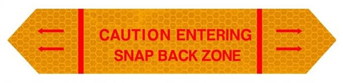 Snap Back zone (richting) Waarschuwingssticker