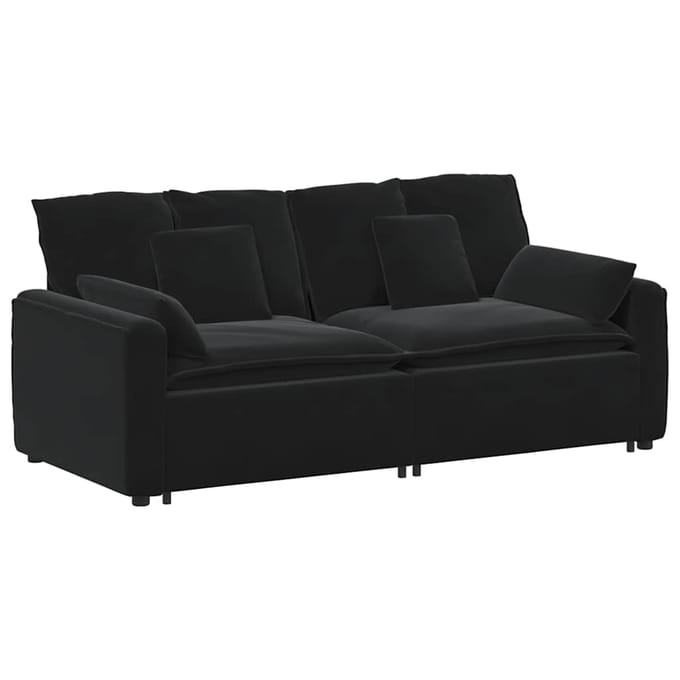 vidaXL - Modulaire - bank - met - kussens - zwart