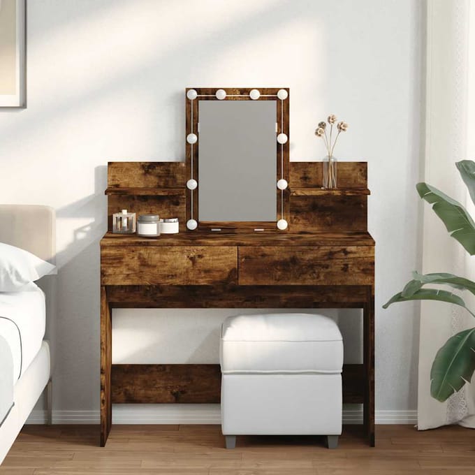 vidaXL - Kaptafel - met - LED - 100x40x130 - cm - gerookt - eikenkleurig