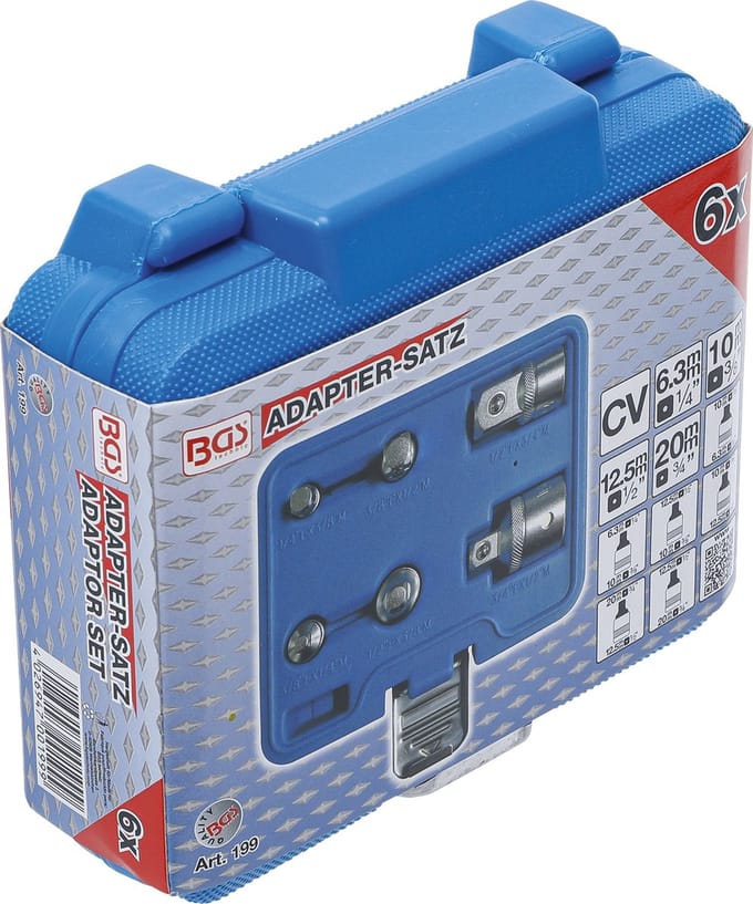 BGS - Dopsleutel Verloopdoppen set - Verloop adapter set - 6 delig - 1/4 - 3/8, 3/8 - 1/2, 1/2 - 3/4, 3/4 - 1/2, 1/2 - 3/8 en 3/8 - 1/4" BGS199