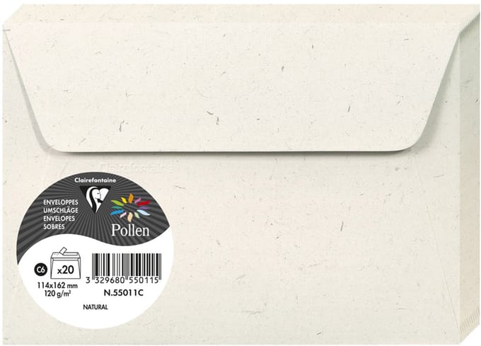 Pollen by Clairefontaine envelop C6, 120 g/m2, gerecycled naturel