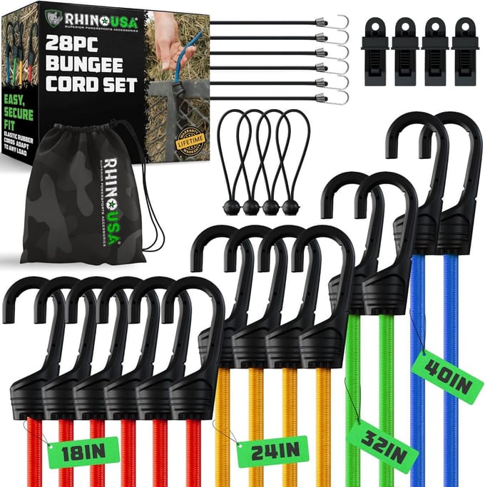 Bungee Koorden Set - Elastieken met Haken - Spullen Beveiligen - Heavy Duty Sterkte - 28 stuks