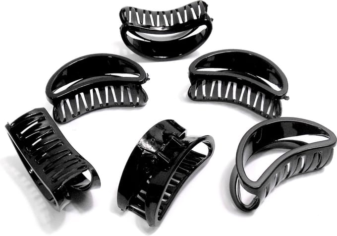 6 haarklemmen open 7 cm zwart