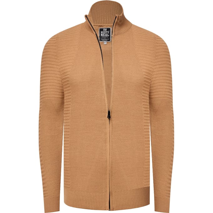 Fijne gebreide jas in biker-stijl met slim fit pasvorm