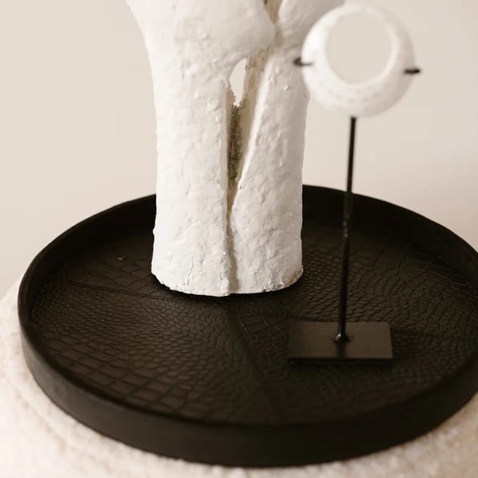 Chamada Merel leren dienblad rond croco M black