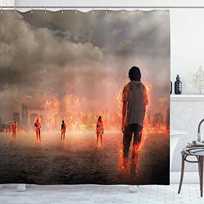 ABAKUHAUS Douchegordijn sc_36402_de – 175x200 cm – Parel Eierschaal