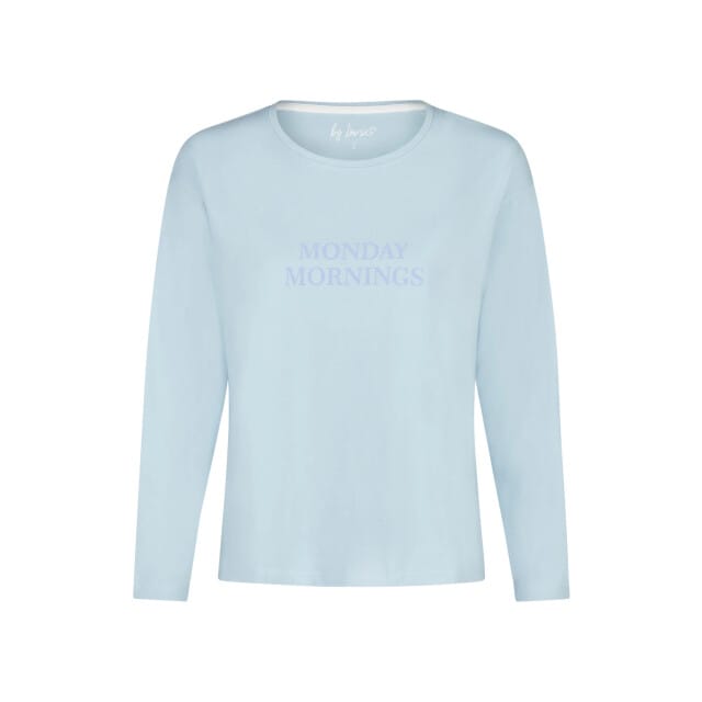 By Louise Dames Pyjama Set Lang Blauw/Wit Gebloemd - Maat M