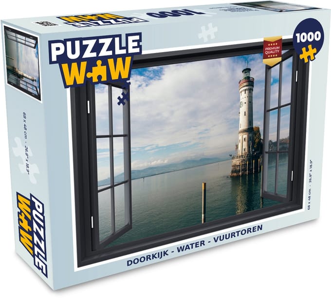 Puzzel Doorkijk - Water - Vuurtoren - Legpuzzel - Puzzel 1000 stukjes volwassenen