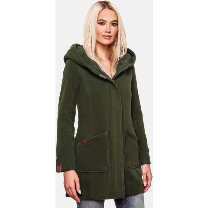 Marikoo dames wintermantel met capuchon en getailleerd model