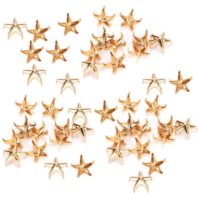 200 Stuks Ster Klinknagels 5-puntige Ster Klauw Nagels DIY Tassen Hoeden Decoratie Accessoires 10MMGoud beige