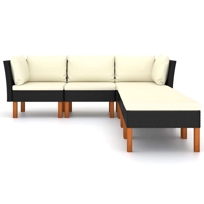 vidaXL - 6-delige - Loungeset - met - kussens - poly - rattan - zwart