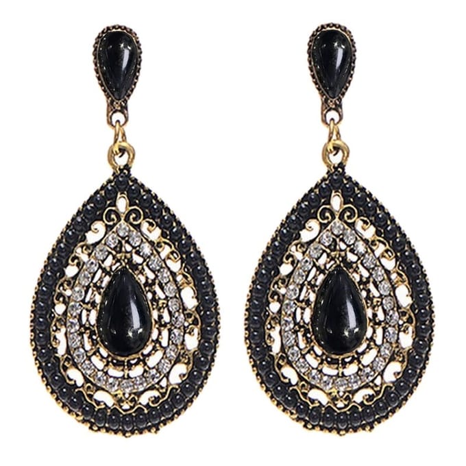 Fako Bijoux® - Oorbellen - Bohemian - Druppel - Zwart
