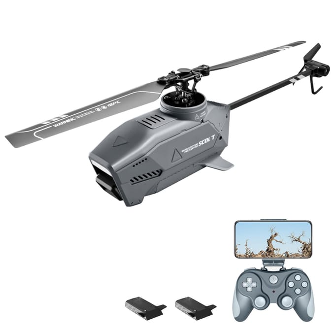 Afstandsbediening helikopter enkele propeller zonder rolroer 2,4 GHz 8K optische stroom 6-assige gyroscoop 2 battery